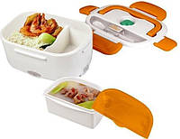 Ланчбокс для еды электрический Lunch box 12V w-13 Пластиковый бокс для пищи с подогревом оранжевый JMP