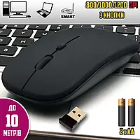 Беспроводная мышь тонкая Mouse Wireless DPI-G132 2.4G для ноутбука/ПК, питание от батареек Черная JMP