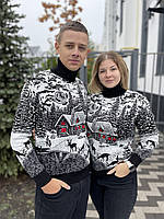Парные свитера новогодние, Рождественские свитера с оленями, Зимние свитера для семьи, Теплый свитер