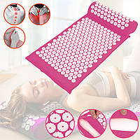 Коврик массажно-акупунктурный с подушкой Acupressure Mat and Pillow Set Аппликатор Кузнецова Розовый JMP