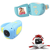 Детская Цифровая камера Smart Kids мини фото видеокамера HD DV-A100 2" с играми+карта памяти Голубая JMP