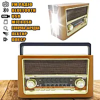 Многофункциональное радио Everton 10м Bluetooth Usb/SD/Aux/FM ретро с фонариком на солнечной батарее JMP
