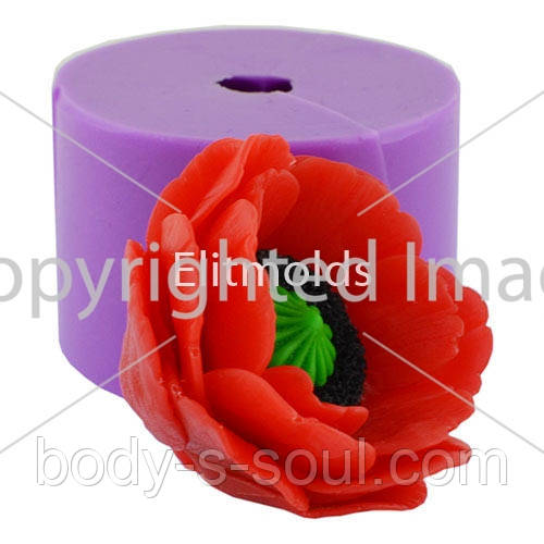 Силіконова форма мак розкритий малий, 44г, фото 1