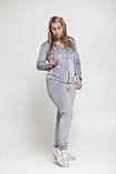 Жіночий костюм велюровий на замку сірий, фото 3