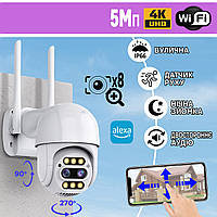 Уличная WiFi камера видеонаблюдения S10A-PTZ 5Mп, 4K, APP iCSee, ночная съёмка, интерком, 8x Zoom JMP