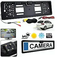 Автомобильная камера заднего вида в номерной рамке 4Led-Cam парковочная видеокамера, ИК подсветка JMP