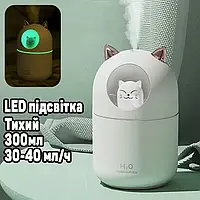 Зволожувач повітря-нічника-аромодифузор Humidifier Cat з підсвіткою LED 3в1 на 300 мл Котик Білий JMP