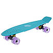 Скейтборд Пенні Penny LED WHEELS FISH Zelart SK-405-11 М'ятний чорний-фіолетовий, фото 2