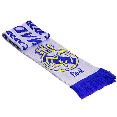 Шарф для уболівальника Real Madrid F.C. зимовий Zelart FB-6028 білий-синій