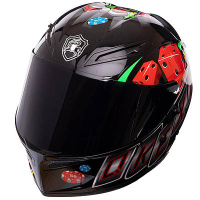 Мотошолом інтеграл (full face) QKE POKER M-9542 M-XL різнобарвний