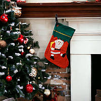 Новогодний носок для подарков из фетра 33х25 см Санта з мішком