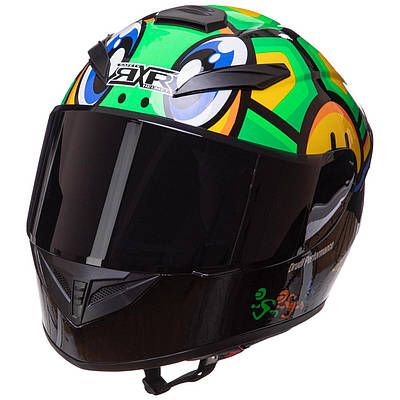 Мотошолом інтеграл (full face) RXR M-3831 M-XL чорний-салатовий