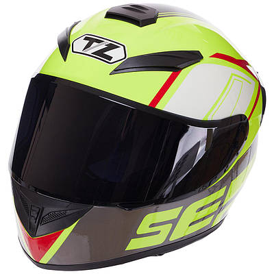 Мотошолом інтеграл (full face) QKE M-3820 M-XL чорний-салатовий