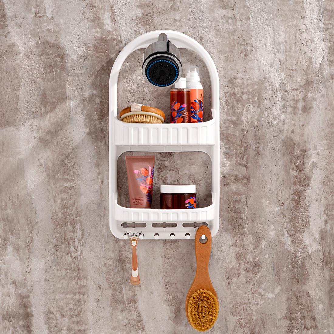 Пластикова двоярусна полиця у ванну на присосках Біла 09164 Dunya