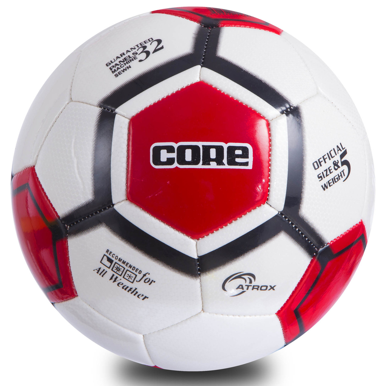 М'яч футбольний CORE ATROX CRM-052 No5 PVC білий-чорний-червоний