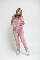 Костюм худі + штани пудрового кольору на замку
