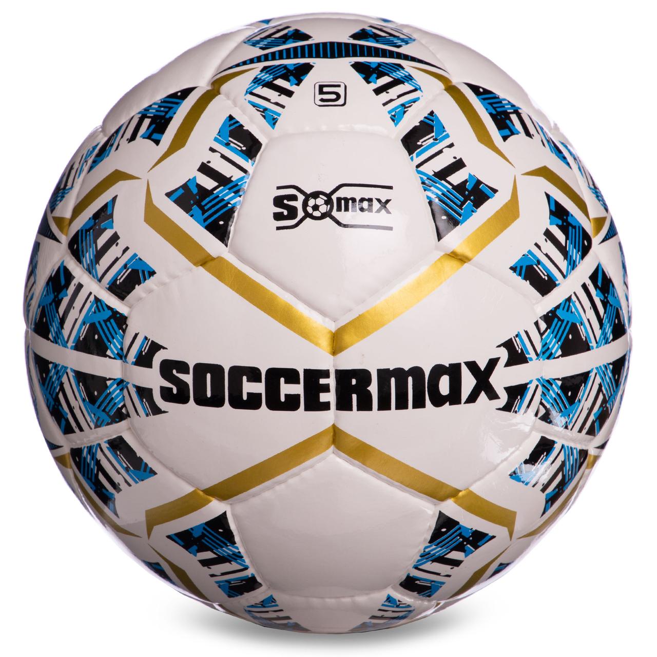 М'яч футбольний SOCCERMAX IMS FB-0004 No5 PU білий-синій-золотий
