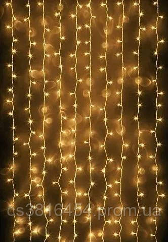 Новогодняя праздничная светодиодная гирлянда штора занавес Водопад 200LED цвет микс однотонная - фото 3 - id-p2009643116