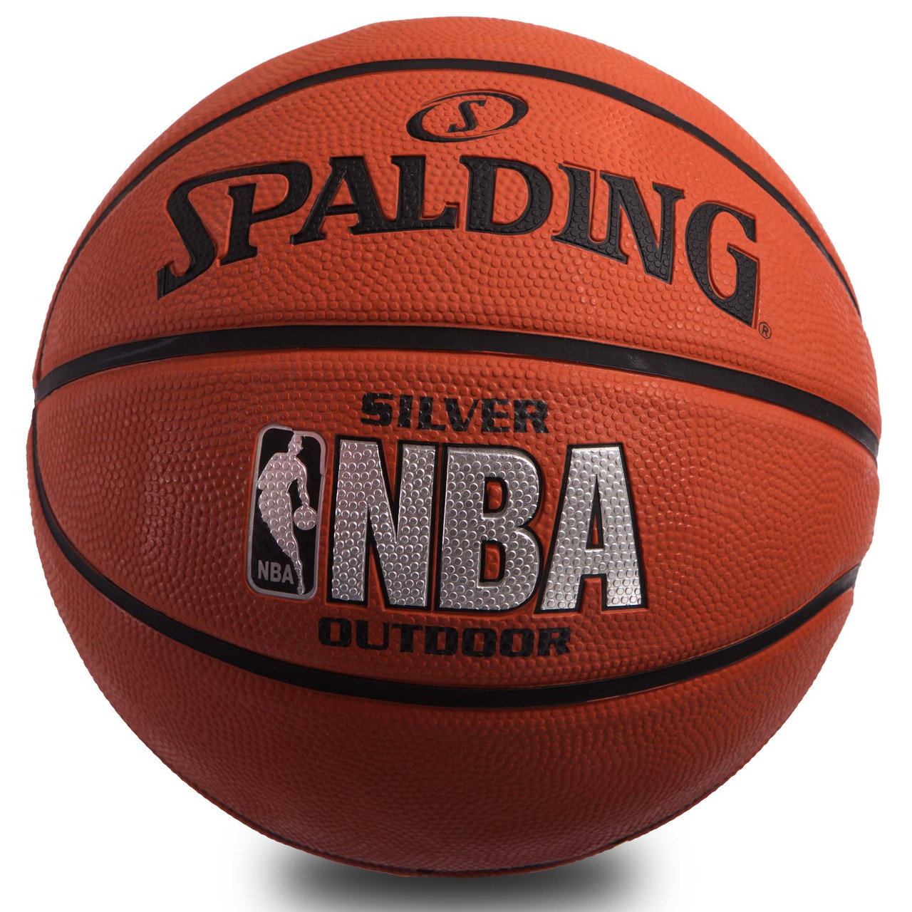 М'яч баскетбольний гумовий SPALDING NBA SILVER OUTDOOR 83016Z No7 коричневий, фото 1