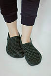 Чоловічі в'язані домашні тапочки "Темно зелений" 40-41 р, фото 2