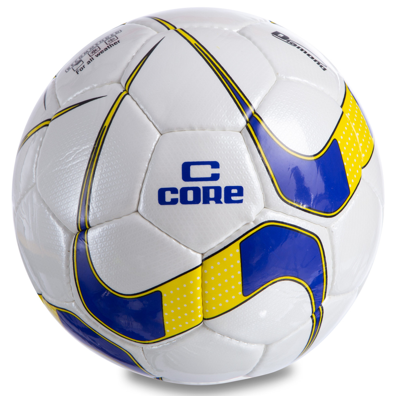 М'яч футбольний CORE DIAMOND CR-024 No5 PU білий-синій-жовтий