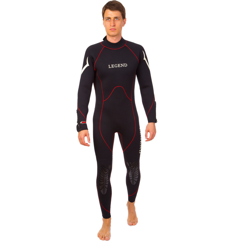 Гідрокостюм мокрого типу LEGEND PL-6511-1 розмір XS-XXL 3 мм чорний-червоний, фото 1
