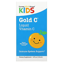 Рідкий вітамін C для дітей California GOLD Nutrition "Children's Liquid Gold Vitamin C" смак апельсин (118 мл)
