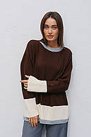 Теплий жіночий в'язаний джемпер, коричневий світер, теплый женский вязаный джемпер, коричневый свитер