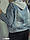 Джинсова куртка вітровка з потертостями з сірим капюшоном / розмір L (44-46-48), фото 3