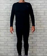Зимова чоловіча термобілизна чорна з начосом, теплий комплект чоловічої кофти та кальсони