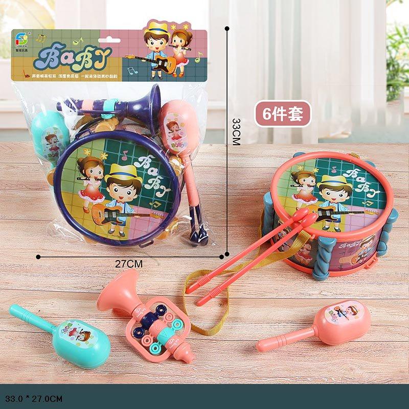 Музичні інструменти дитячі 733A-134, 2 кольори, барабан, маракаси, дудка, фото 1