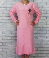 Женская ночная рубашка с длинным рукавом в рубчик (кашемир), теплая ночнушка женская с пуговицами