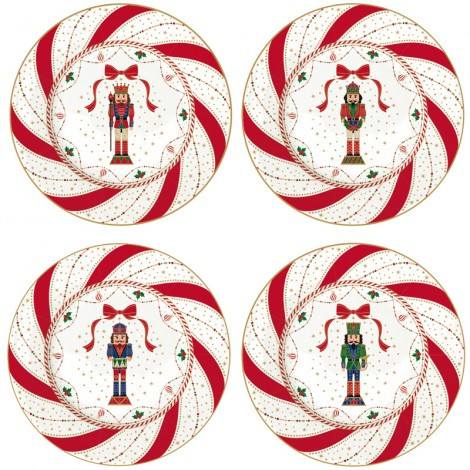 Набір із 4 десертних тарілок Easy Life Nutcracker Twist 19 см новорічний
