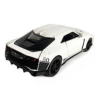 Іграшкова машинка металева Nissan GT-R 50, нісаан, білий, звук, світло, інерція, откр двері, багажник, капот, Автоексперт, 1:32,, фото 4