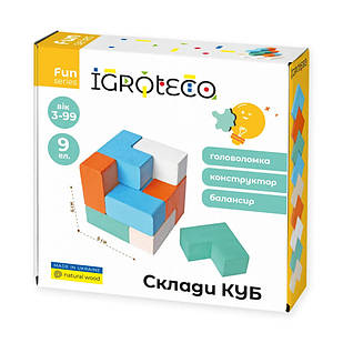 Конструктор-балансир-головоломка "Склади куб" Igroteco 900170 дерево, Time Toys