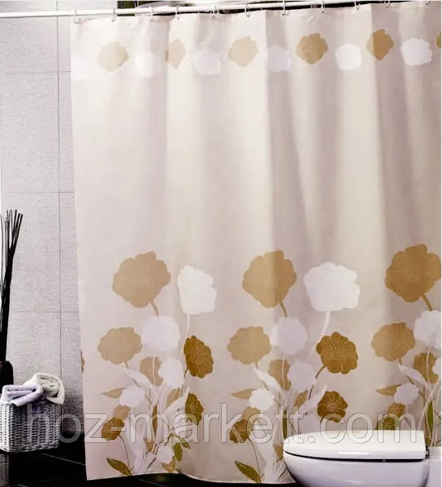 Штора для ванної тканинної Міранда Gerbarium 180 х 200 см бежева, фото 1