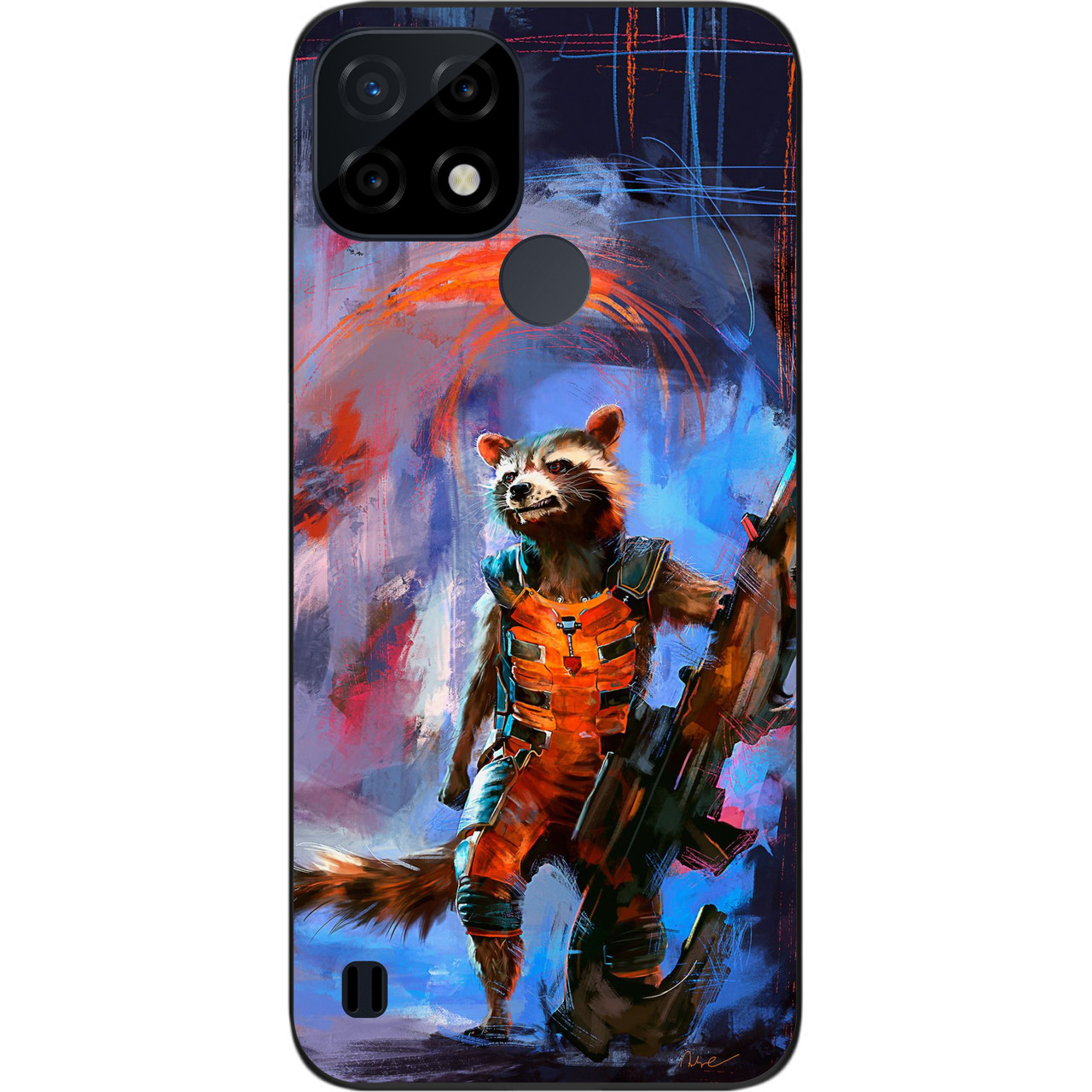 Силіконовий чохол Case для Realme C21 з картинкою Єнот Ракета