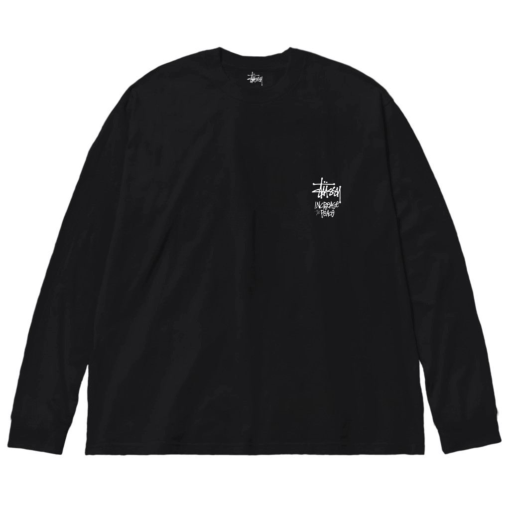 Чорний лонгслів Stussy Increase The Peace Logo унісекс Стуссі Стассі