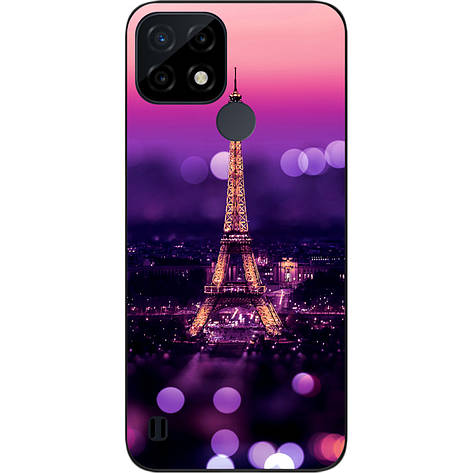 Оригінальний силіконовий чохол Case для Realme C21 з картинкою Париж вночі, фото 1