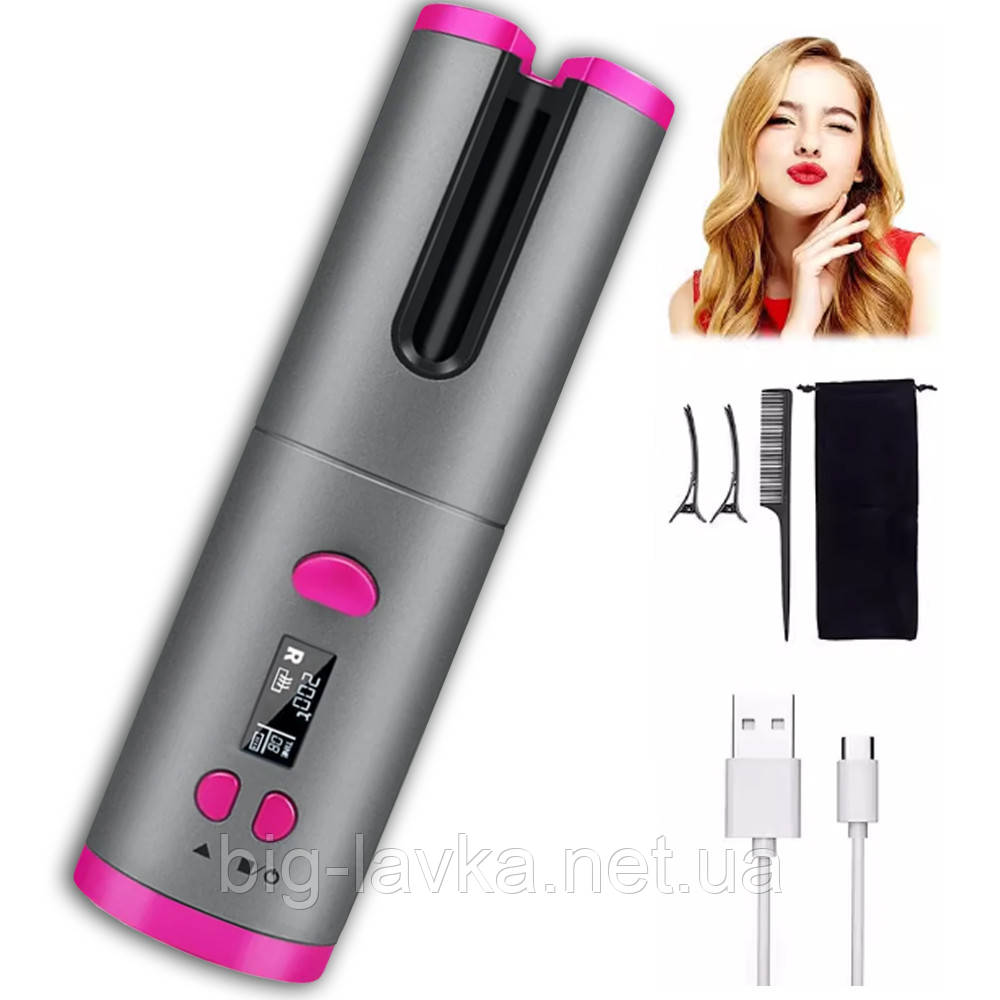 Машинка для завивки волосся керамічна бездротова 34 Вт  Сірий, фото 1