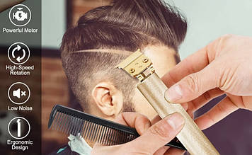 Машинка для стриження з перезаряджуваним USB контуром, тример для волосся, професійна укладка, золотий