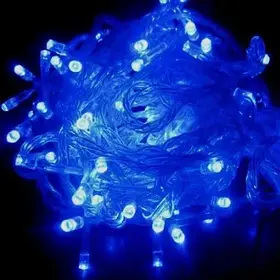 Новорічна світлодіодна гірлянда 100 LED 10 метрів блакитного кольору святкова на батарейках