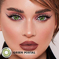 Цветные линзы для глаз зелёные Green Portal + контейнер для хранения в подарок