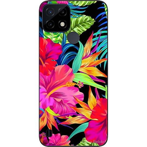 Силіконовий чохол Case для Realme C21 з картинкою Яскраві квіти, фото 1