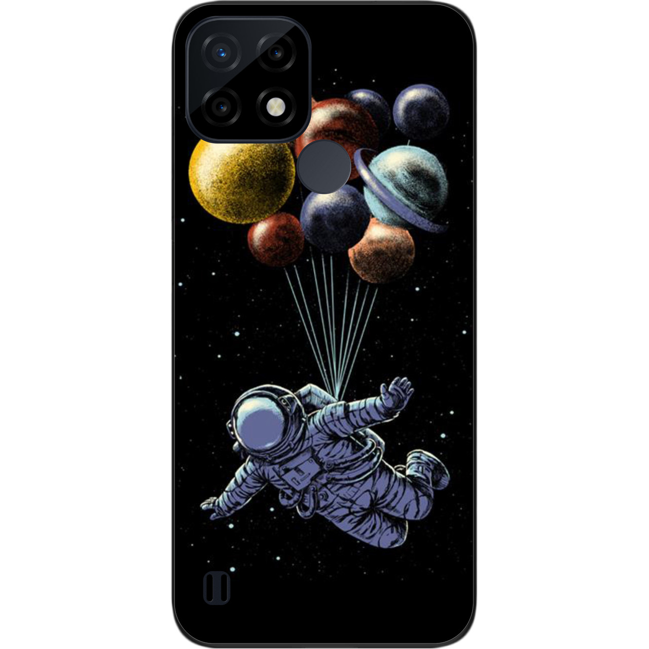 Силіконовий чохол Case для Realme C21 з картинкою Космонавт на кульках