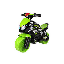 Каталка-біговець "Мотоцикл ТехноК" 6474TXK Чорно-салатовий музичний, World-of-Toys