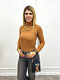 📌 Гольф жіночий в рубчик з довгим рукавом, однотонний | Модна кофта | Стильна водолазка під горло | Батал, фото 2