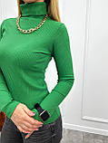 📌 Гольф жіночий в рубчик з довгим рукавом, однотонний | Модна кофта | Стильна водолазка під горло | Батал, фото 9