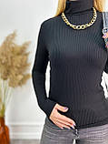 📌 Гольф жіночий в рубчик з довгим рукавом, однотонний | Модна кофта | Стильна водолазка під горло | Батал, фото 10