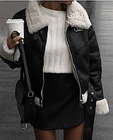 Женская стильная короткая юбка-шорты матовая эко-кожа на замше размеры 42-44 44-46 Черный, 42/44